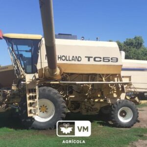 COSECHADORA NEW HOLLAND TC 59, AÑO 2003, 7.700 HS, PLATAFORMA 23 PIES, CADENAS DE EMBOCADOR Y NORIAS NUEVAS, BOLILLEROS DE SACA PAJA NUEVOS, MOTOR GÉNESIS 240 HP